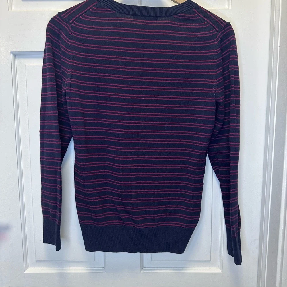 Banana Republic Men's Striped Crewneck Sweater - Navy and Red‎